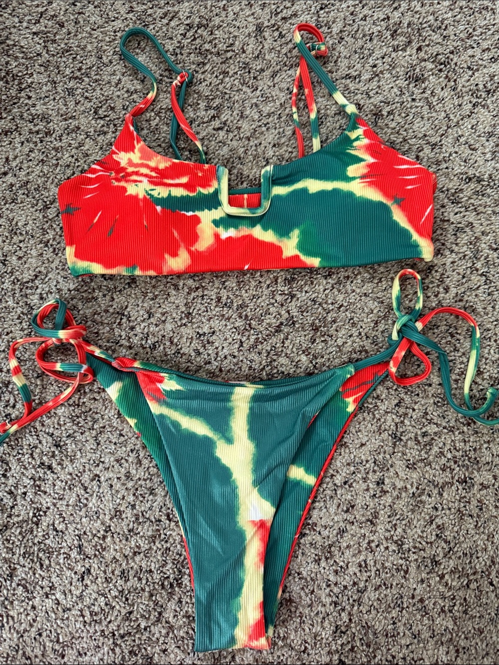 Tie-Dye Ribbed Bikini Set